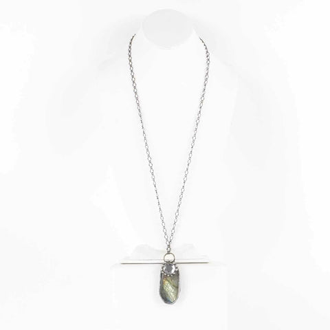 Luca 2018 NEW $207 Labradorite Swarovski Rhinestone 16"  Chain Necklace