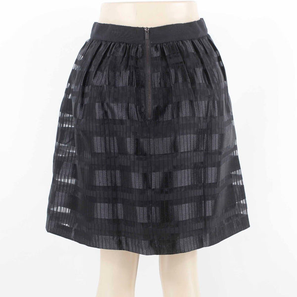 LOFT NEW  Sz 6 Black Lined Gathered Sheer Rectangles Overskirt Poly Woven Skirt