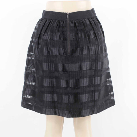 LOFT NEW  Sz 6 Black Lined Gathered Sheer Rectangles Overskirt Poly Woven Skirt