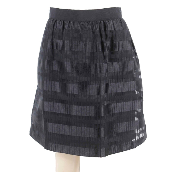 LOFT NEW  Sz 6 Black Lined Gathered Sheer Rectangles Overskirt Poly Woven Skirt