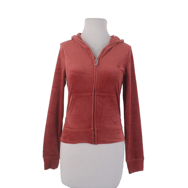 Juicy Couture Jacket NEW $169 Sz S Baked Apple Red Silver Velour Embroid Poly