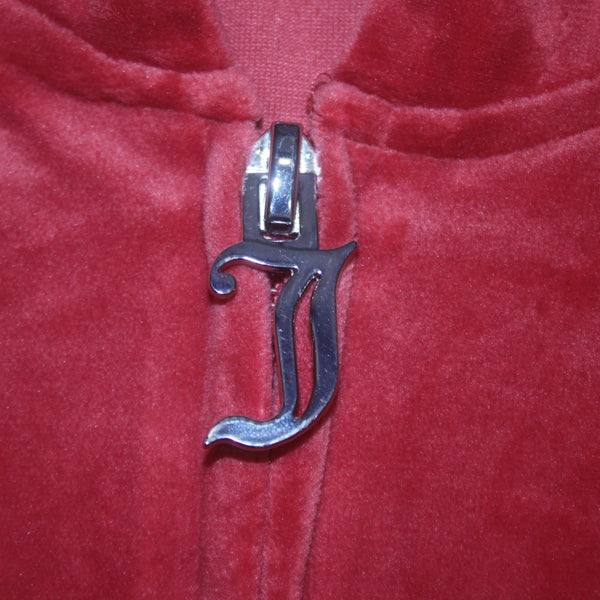 Juicy Couture Jacket NEW $169 Sz S Baked Apple Red Silver Velour Embroid Poly