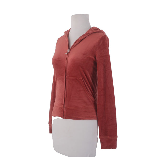 Juicy Couture Jacket NEW $169 Sz S Baked Apple Red Silver Velour Embroid Poly