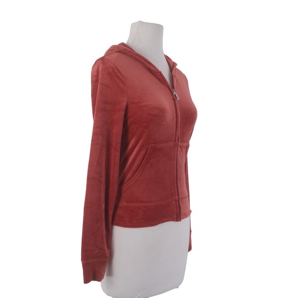 Juicy Couture Jacket NEW $169 Sz S Baked Apple Red Silver Velour Embroid Poly