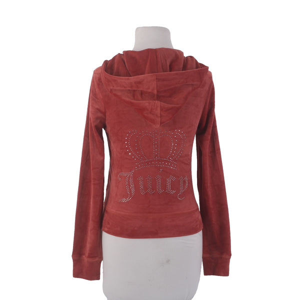Juicy Couture Jacket NEW $169 Sz S Baked Apple Red Silver Velour Embroid Poly