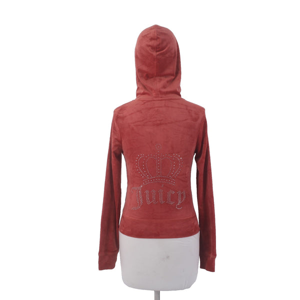 Juicy Couture Jacket NEW $169 Sz S Baked Apple Red Silver Velour Embroid Poly