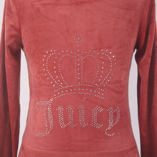 Juicy Couture Jacket NEW $169 Sz S Baked Apple Red Silver Velour Embroid Poly
