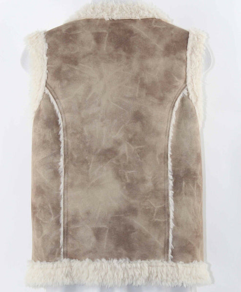 Stein Mart NEW $115 Sz M Tan Cream Vegan Fur Suede Polyester Vest