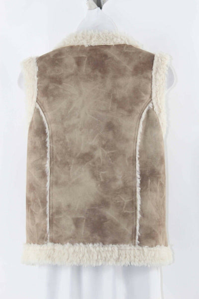 Stein Mart NEW $115 Sz M Tan Cream Vegan Fur Suede Polyester Vest