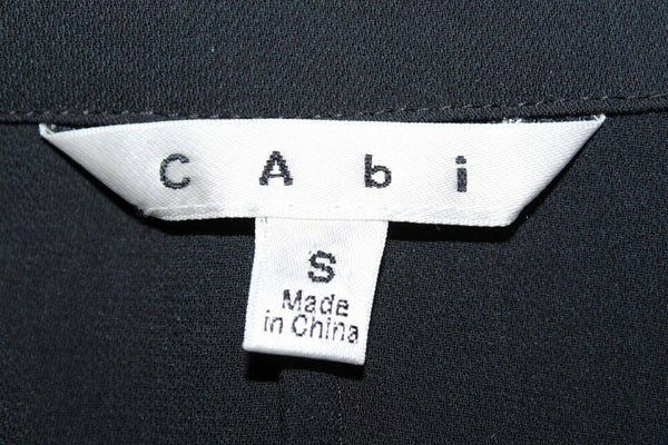 CAbi Sz S Black Deep V Collared Faux Wrap 100% Polyester Top