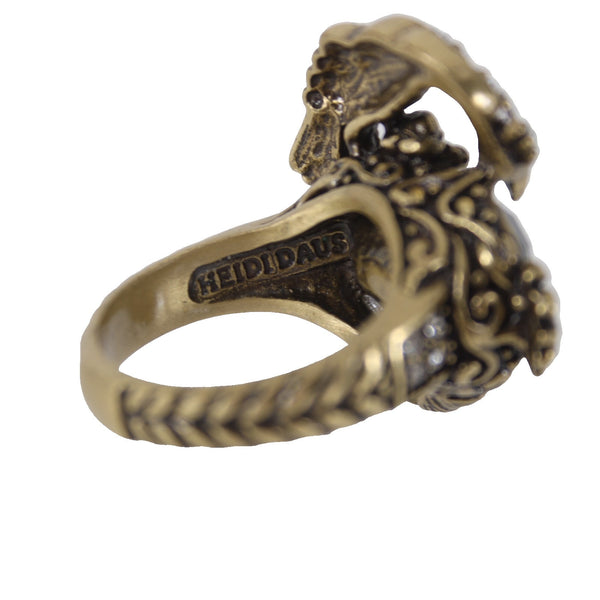Heidi Daus Ring Sz 11.5 Bronze Black Cz Peacock Statement Cocktail Ring