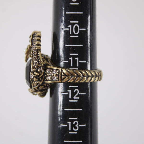 Heidi Daus Ring Sz 11.5 Bronze Black Cz Peacock Statement Cocktail Ring