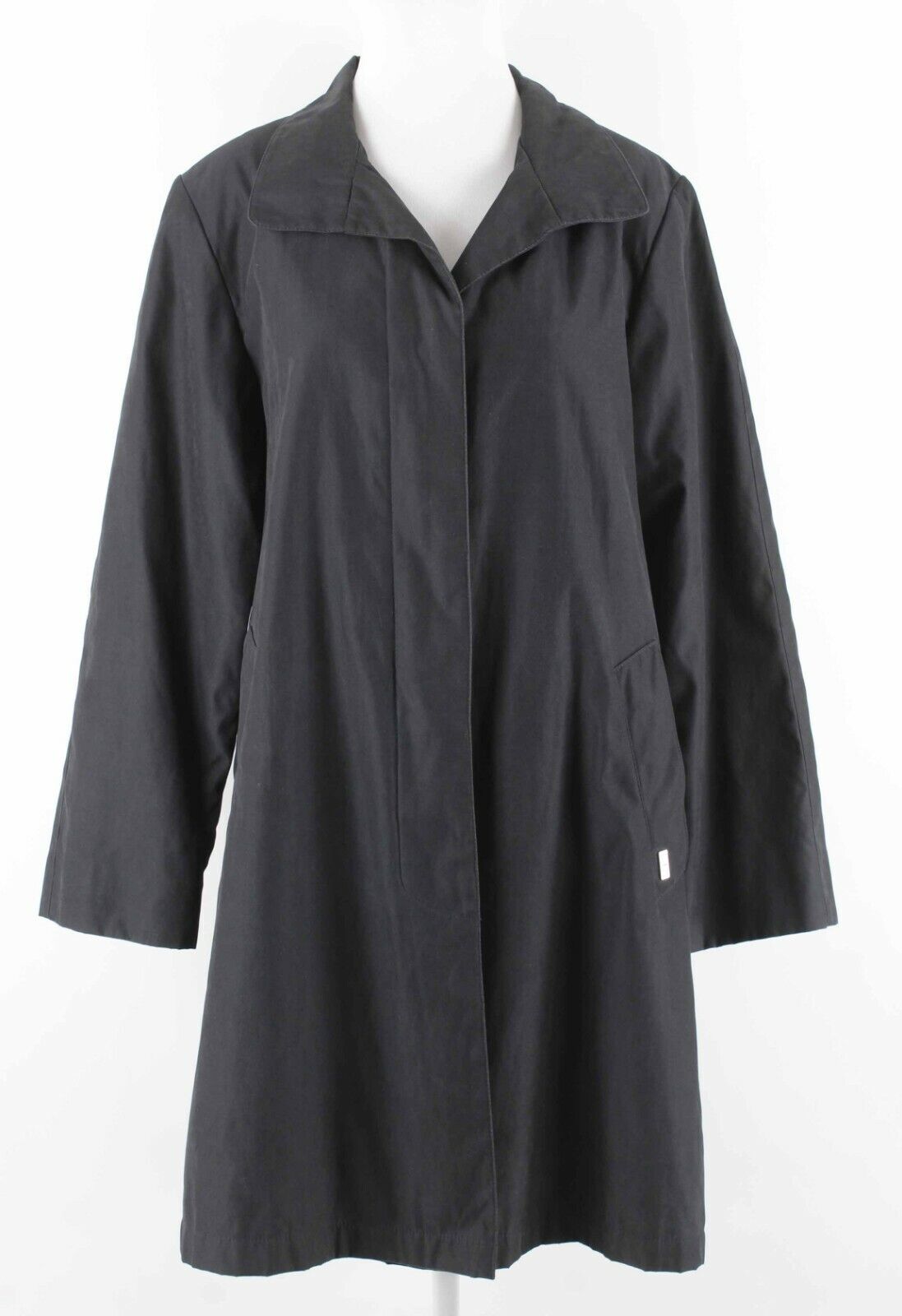 London Fog Sz S Black Hidden Buttons Inverted Pleat Polyester Nylon Coat