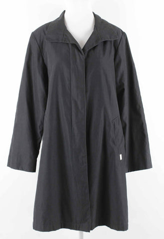 London Fog Sz S Black Hidden Buttons Inverted Pleat Polyester Nylon Coat