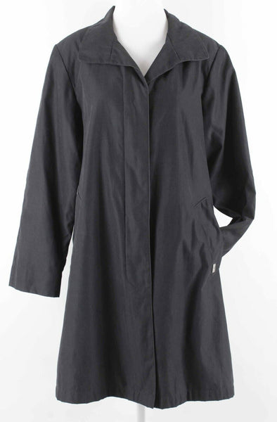 London Fog Sz S Black Hidden Buttons Inverted Pleat Polyester Nylon Coat