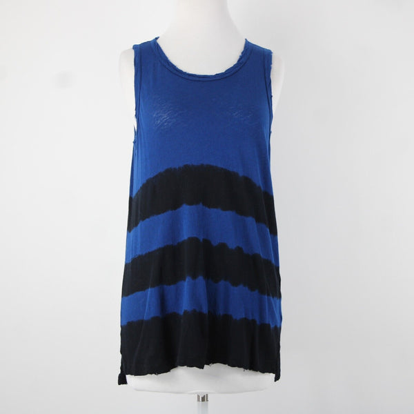 Current Elliot NEW $128 The Muscle Tee Sz 1 Navy Black Linen Cotton AS IS Top