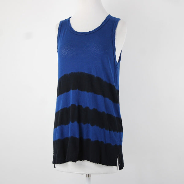 Current Elliot NEW $128 The Muscle Tee Sz 1 Navy Black Linen Cotton AS IS Top