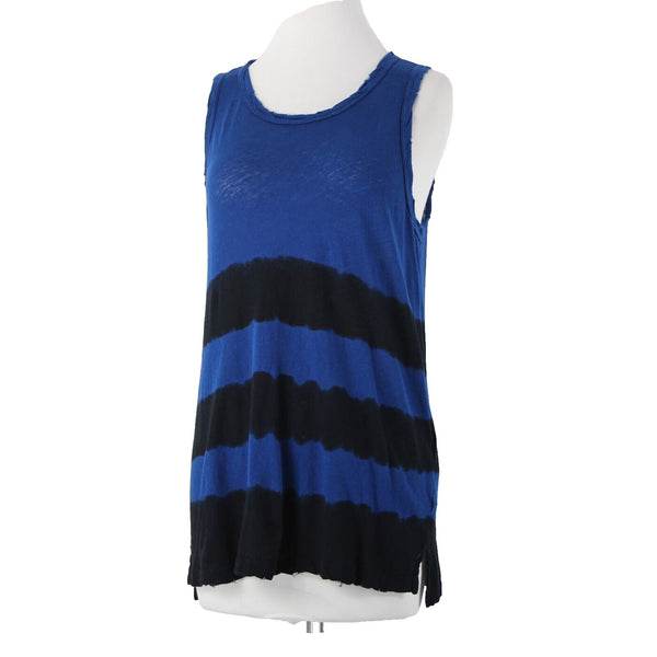 Current Elliot NEW $128 The Muscle Tee Sz 1 Navy Black Linen Cotton AS IS Top