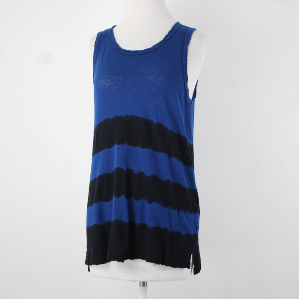 Current Elliot NEW $128 The Muscle Tee Sz 1 Navy Black Linen Cotton AS IS Top