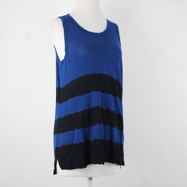 Current Elliot NEW $128 The Muscle Tee Sz 1 Navy Black Linen Cotton AS IS Top