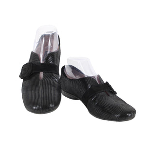 Beauti Feel Sz 38 Black Hook Loop Strap Fabric Upper Leather Inner Latex Flats