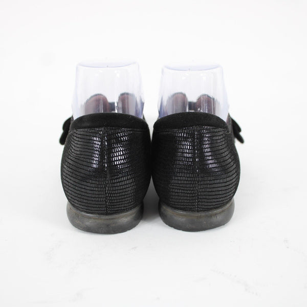 Beauti Feel Sz 38 Black Hook Loop Strap Fabric Upper Leather Inner Latex Flats