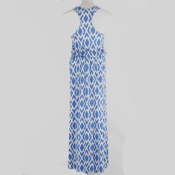Threads 4 Thought Sz XS Blue Cream Belted Racerback Cotton Modal Maxi Dress