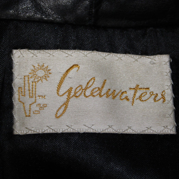 Goldwaters Sz L Black Brown Mink Fur Snap Off Sleeves Button VTG Leather Jacket