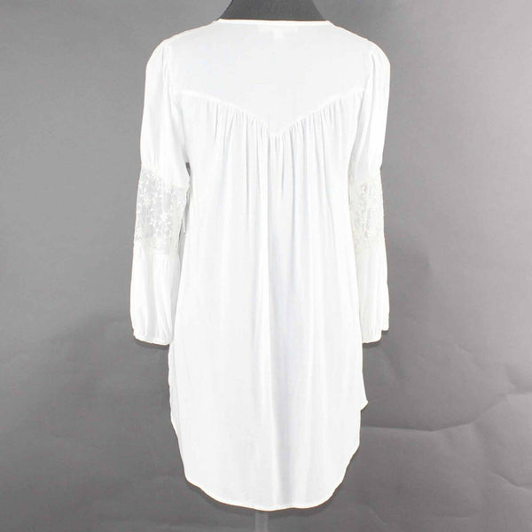 Painted Threads NEW $38 Sz S Ivory Lace Insert Hi Lo Rayon Nylon Blouse Top