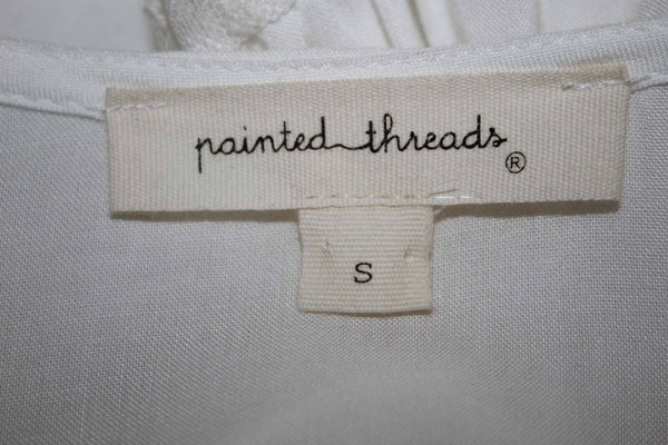 Painted Threads NEW $38 Sz S Ivory Lace Insert Hi Lo Rayon Nylon Blouse Top