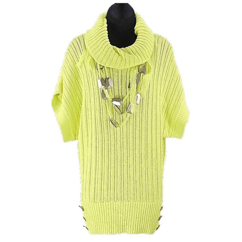 XOXO Sz S Lime 100% Cotton 3Pc Drop SS Necklace Detachable Collar Sweater