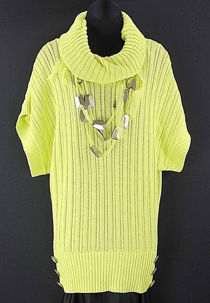 XOXO Sz S Lime 100% Cotton 3Pc Drop SS Necklace Detachable Collar Sweater