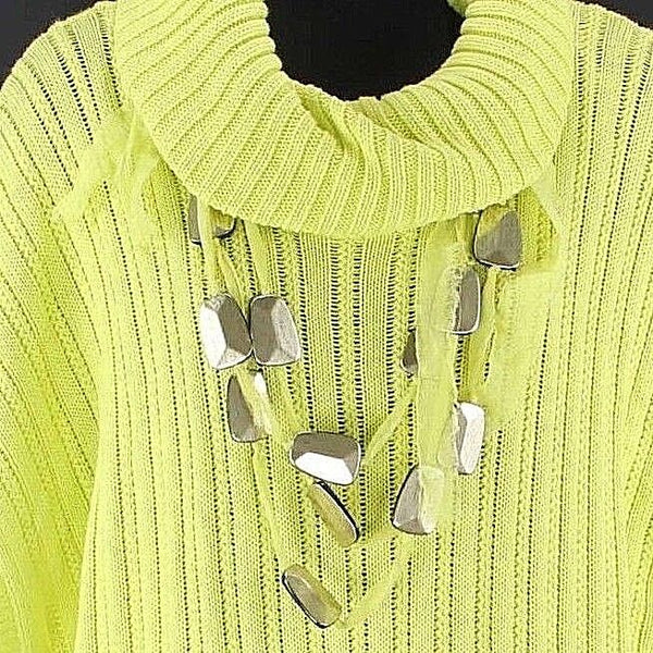 XOXO Sz S Lime 100% Cotton 3Pc Drop SS Necklace Detachable Collar Sweater
