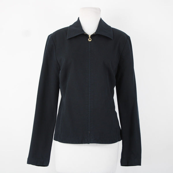 St John Sport Navy Blue Gold Hardware Pockets Jacket