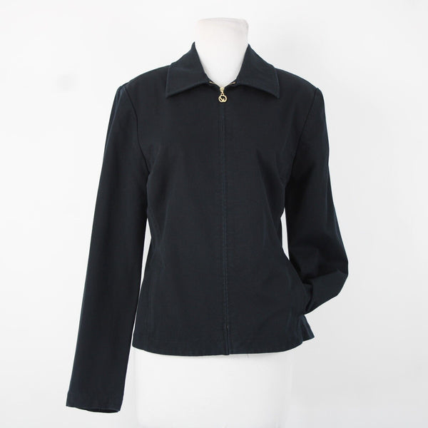 St John Sport Navy Blue Gold Hardware Pockets Jacket