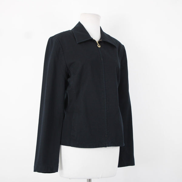 St John Sport Navy Blue Gold Hardware Pockets Jacket
