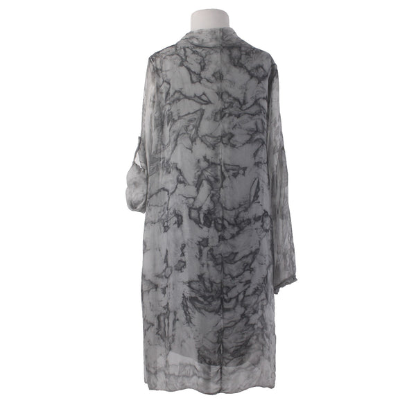 Tempo Paris Dress Sz M Gray Black Lined Cowl Neck Silk Viscose Dress