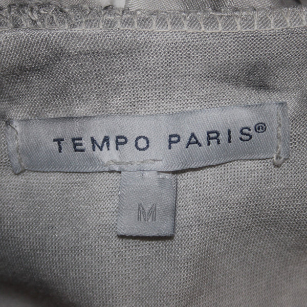 Tempo Paris Dress Sz M Gray Black Lined Cowl Neck Silk Viscose Dress