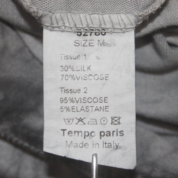 Tempo Paris Dress Sz M Gray Black Lined Cowl Neck Silk Viscose Dress