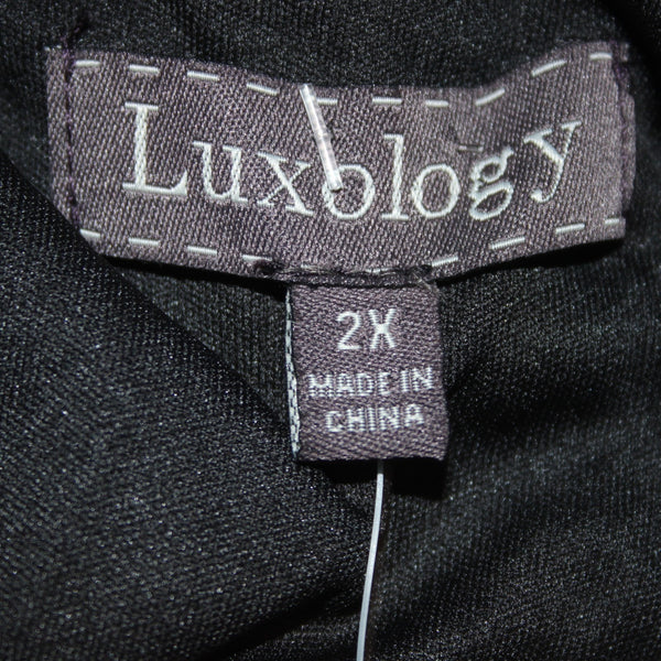 Luxology Dress NEW Sz 2x Black White Keyhole Belted Poly Spandex Dress
