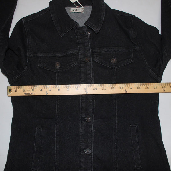 Uvamia Jacket NEW Sz S Black Collared Buttons Pockets Cotton Poly Jacket