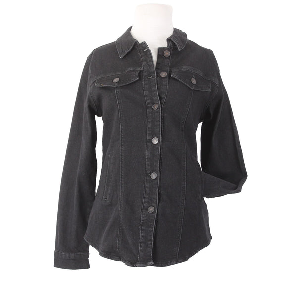 Uvamia Jacket NEW Sz S Black Collared Buttons Pockets Cotton Poly Jacket