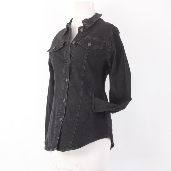 Uvamia Jacket NEW Sz S Black Collared Buttons Pockets Cotton Poly Jacket