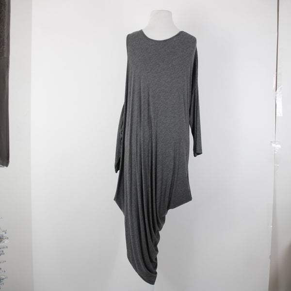 Vyda Victoria Sz OS Gray Cold Shoulder Asymmetrical Modal Spandex Dress