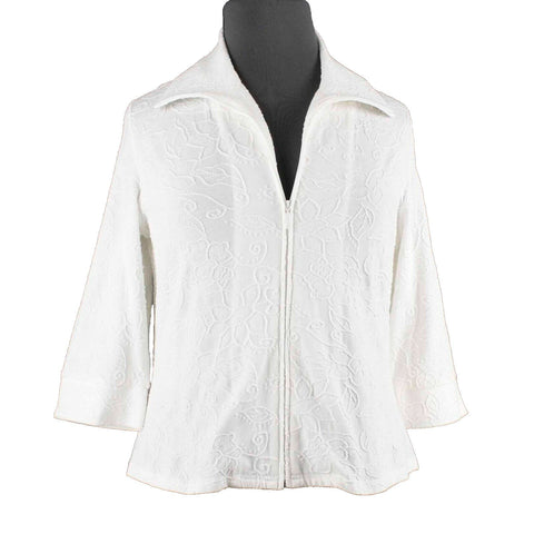Coldwater Creek NEW $70 Sz L White Textured Cotton Nylon Spandex Jacket