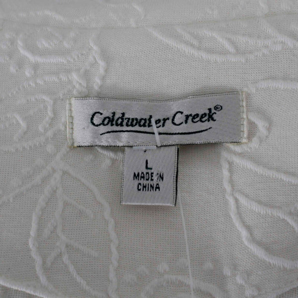 Coldwater Creek NEW $70 Sz L White Textured Cotton Nylon Spandex Jacket