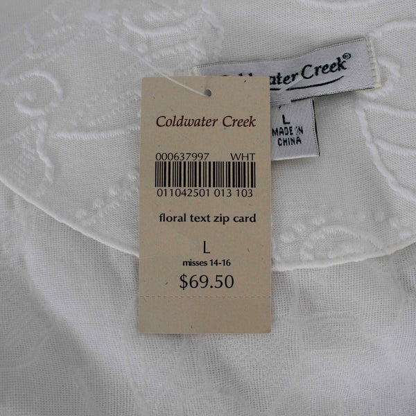 Coldwater Creek NEW $70 Sz L White Textured Cotton Nylon Spandex Jacket