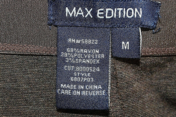 Max Edition M x 27" Heathered Brown Pull On Slim Rayon Poly Spandex Pant