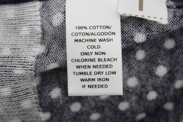 LOFT Sz XS Navy Blue With White Polka Dots Thin Button Up All Cotton Cardigan