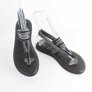 Sanuk Sz 8 Black Gray White Fabric Upper Thong Sandals